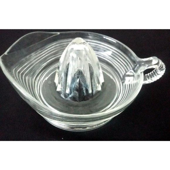 Vtg Clear Depression Glass large Juicer Hand Glass Juicer Bowl Fresh-Squeeze Pou - Picture 3 of 6